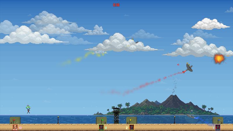 Aerial combat above the Japan level at sunset